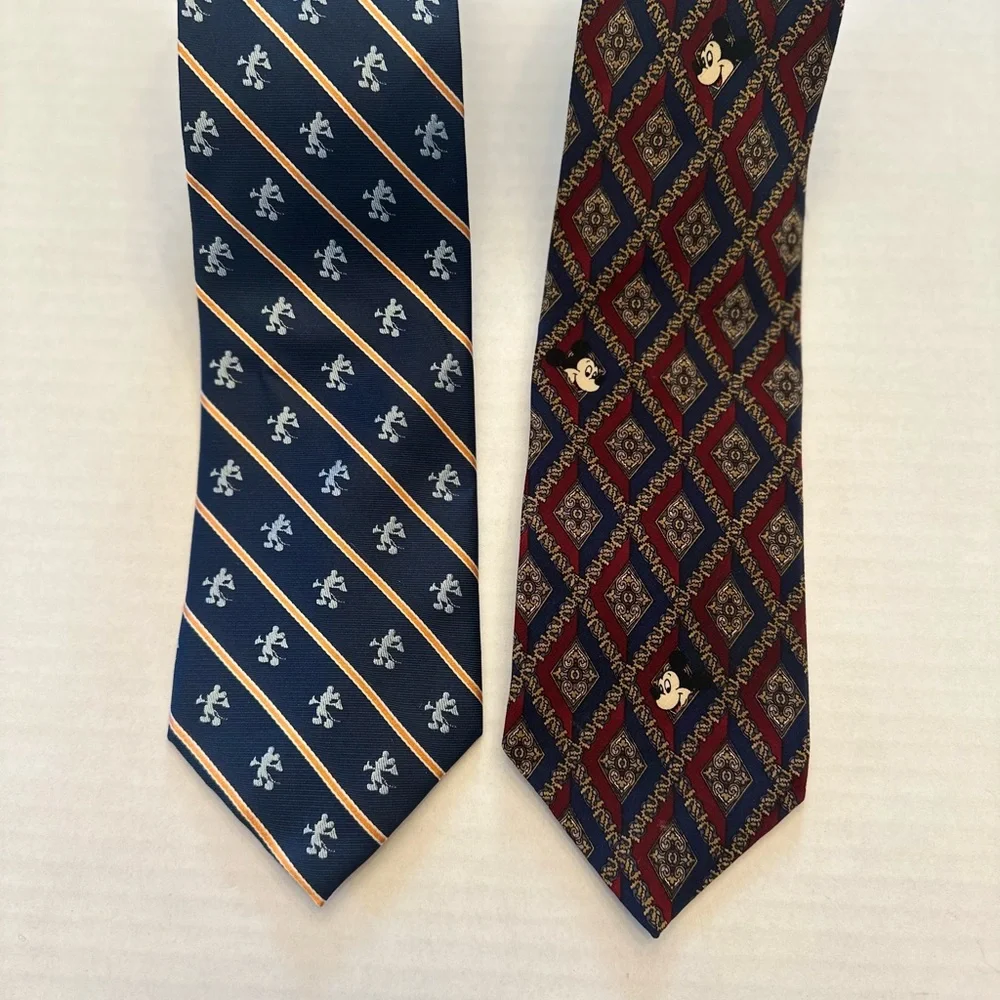 Walt Disney World Men’s‎ 100% Silk Tie Necktie Mickey Mouse Lot Of 2